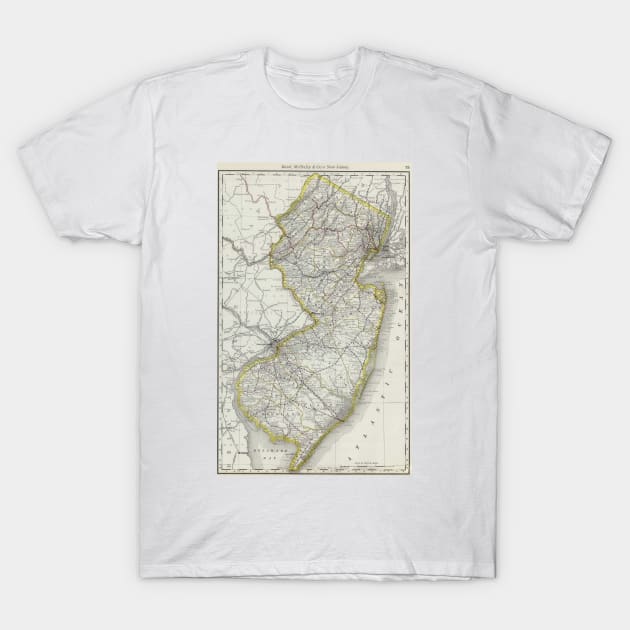 Vintage Map of New Jersey (1889) T-Shirt by Bravuramedia